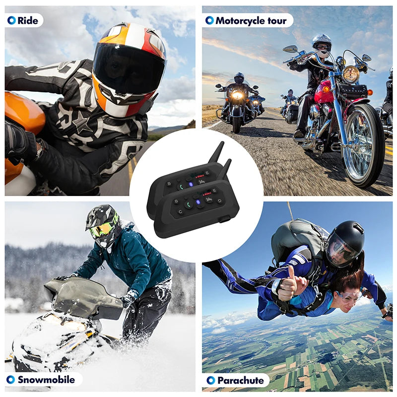 Bluetooth 1500M Motorcycle Helmet Headset For 6 Riders