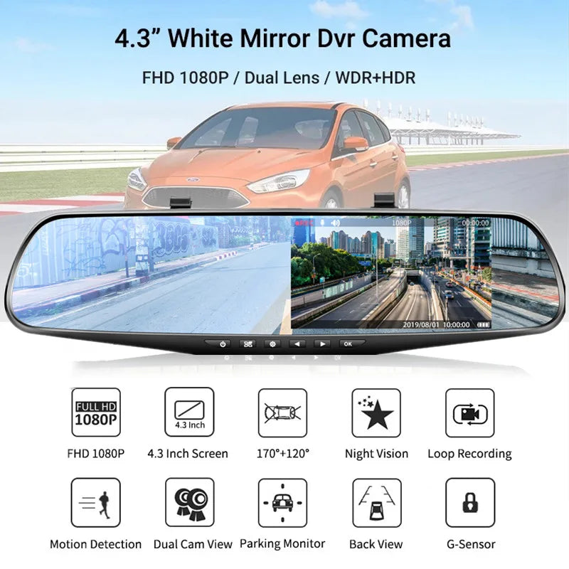 4.3-Inch Driving Recorder Car DVR with Dual Lens