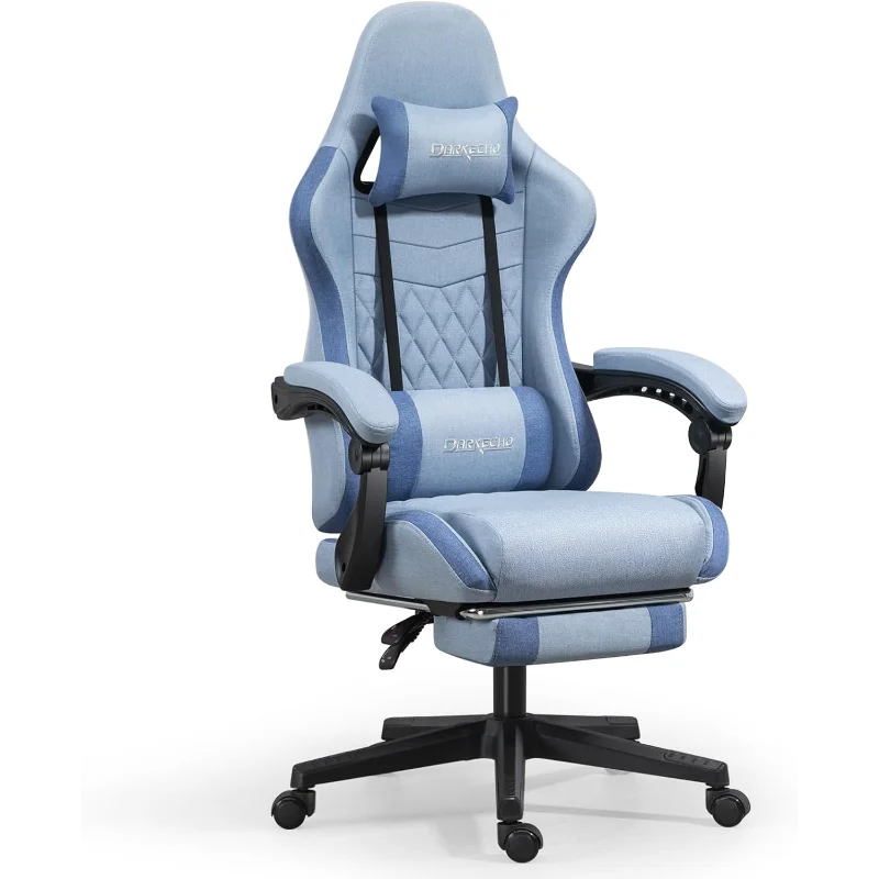 Darkecho Gaming Chair Fabric with Footrest,Massage Office   Pocket Spring Cushion and Linkage Armrests,Ergonomic Adjust