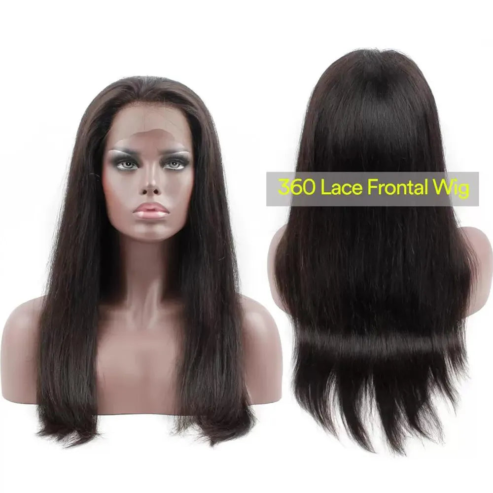 360 Straight Full Lace Frontal Human Hair Wigs With Baby Hair Density 180%