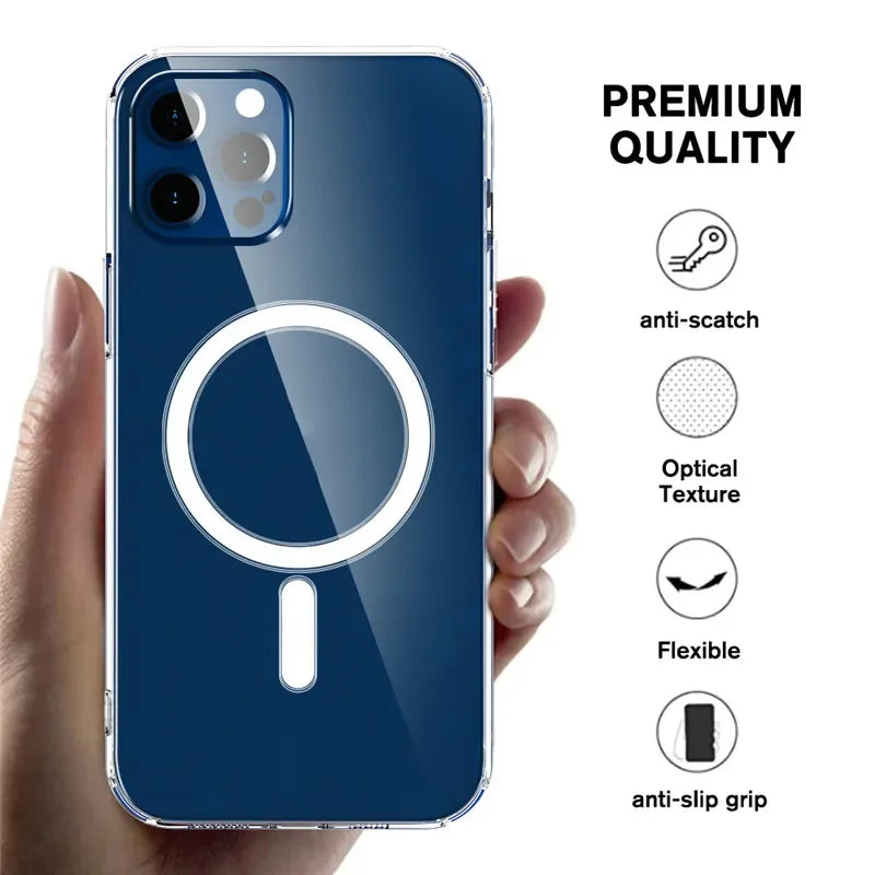 Ultra Clear Magnetic Circle Magsafing Case For iPhone 15 14 13 12 11 Pro Max iPhone Magnetic Magsafe Cases Shockproof