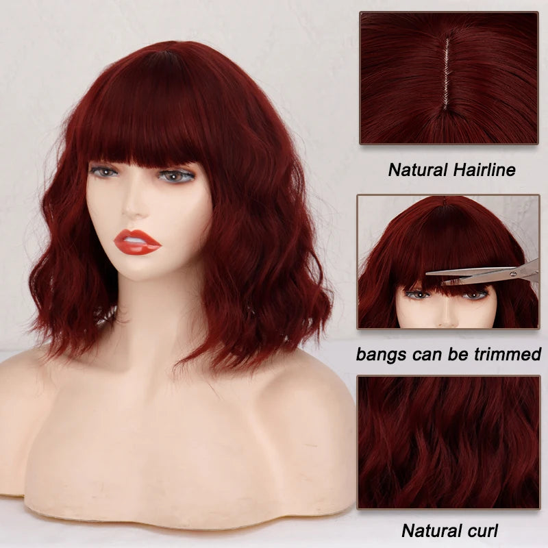 Short Bob Synthetic Wigs for Women with Heat Resistant Fiber