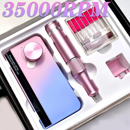 35000 RPM Rechargeable Nail Drill Manicure Machine With Pause Mode