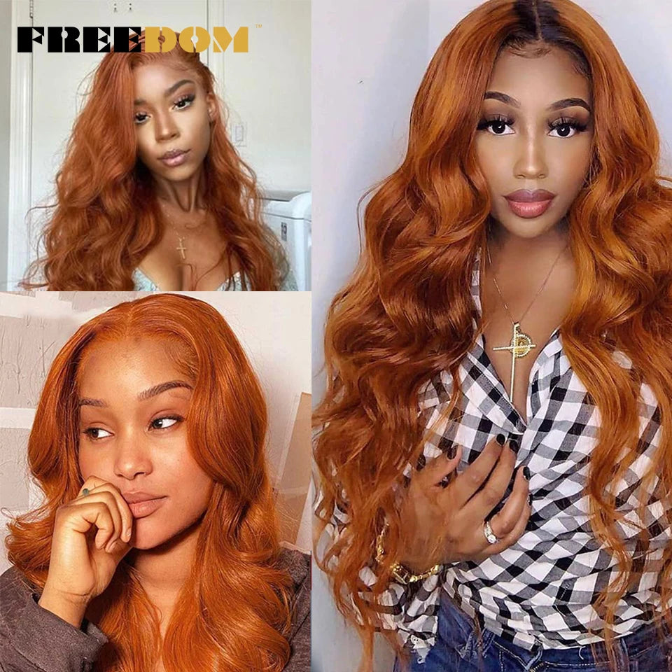 13x4 Synthetic Lace Front Wigs with Highlight Orange