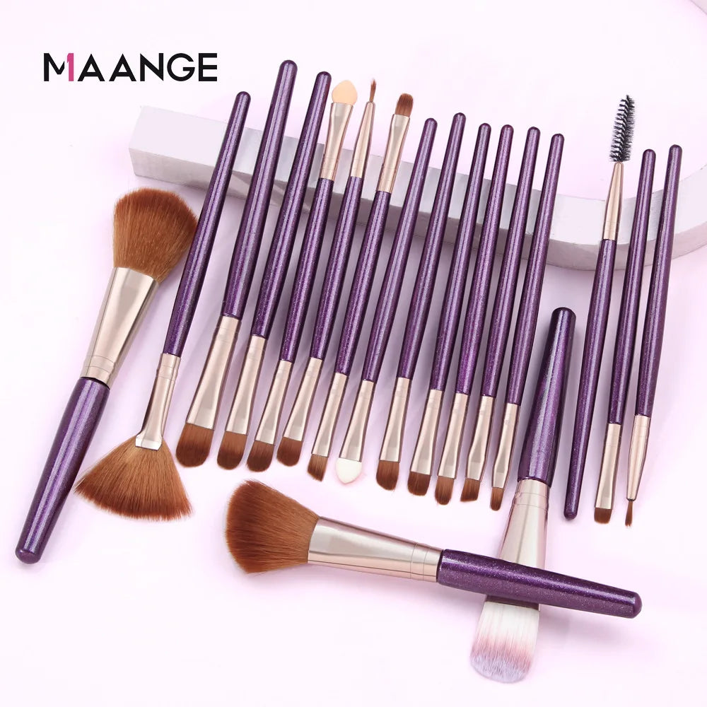 18-PCS Purple Makeup Brush Set