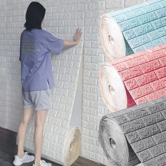 70cm*100cm 3D Foam Brick Pattern DIY Waterproof Wall Stickers Living Room Bedroom Background Decoration Renovated Wallpaper