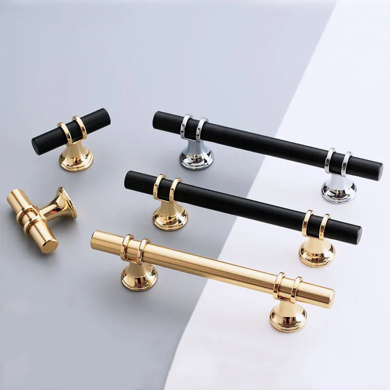 Black Gold Modern Zinc Alloy Door Handles