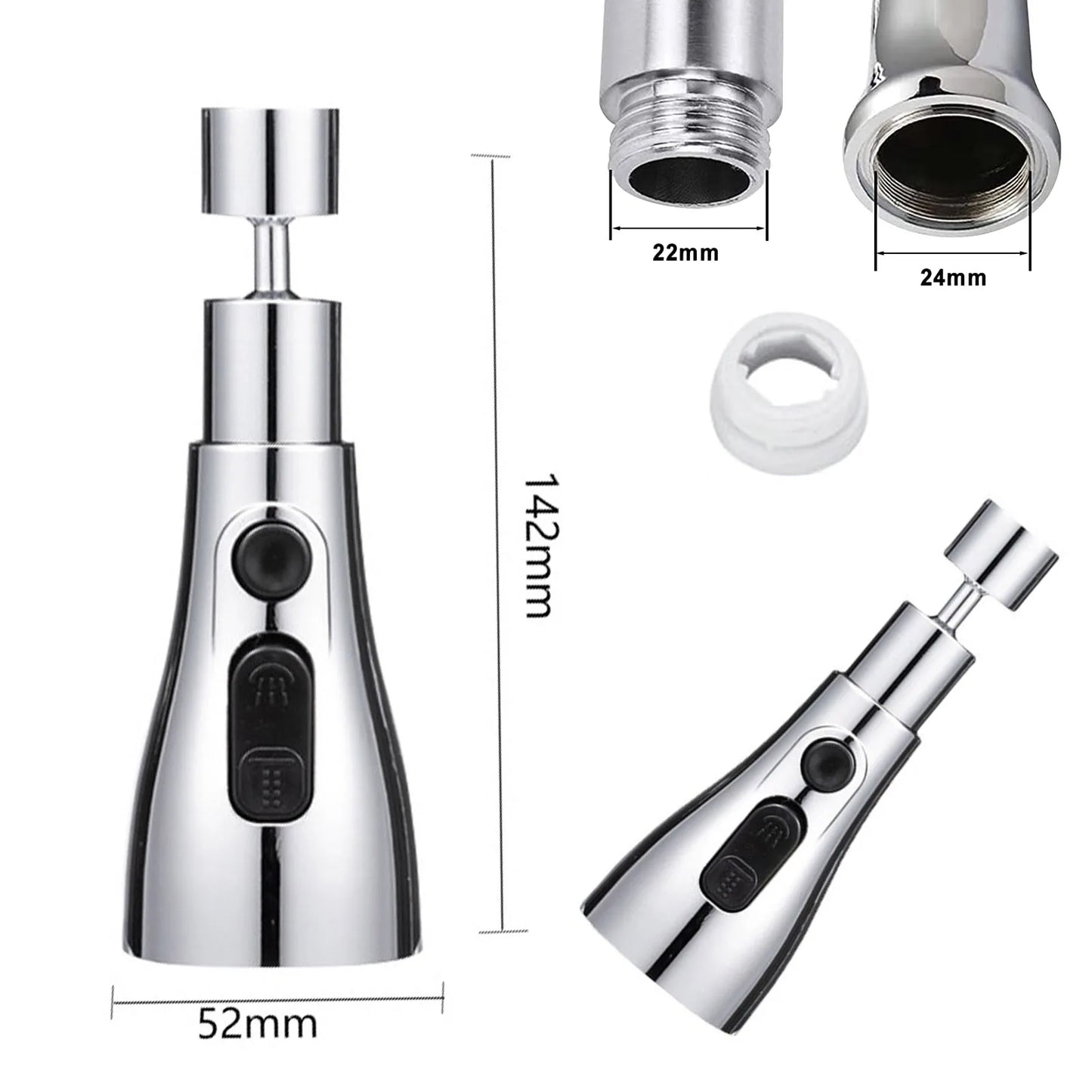 360 Degree Kitchen Faucet Aerator with 3 Modes