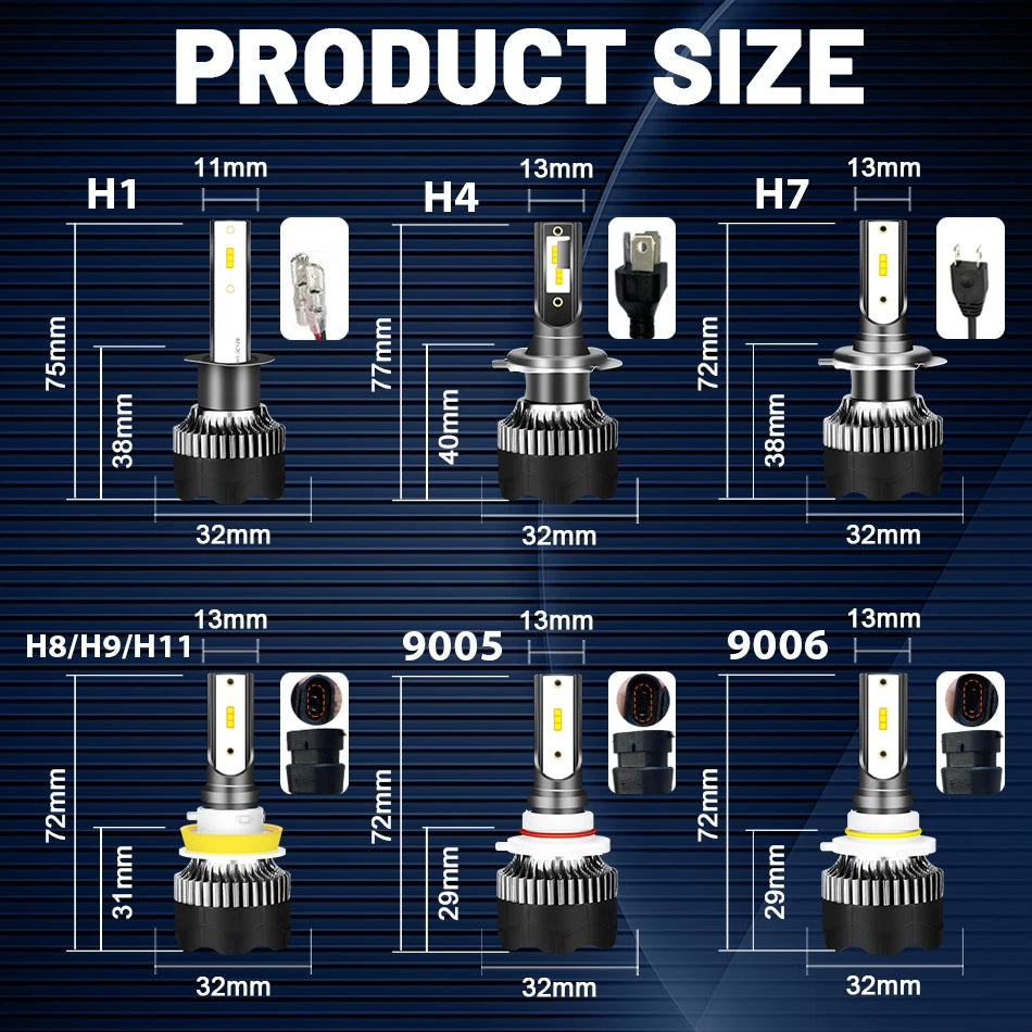 LED Headlight Chip Ice Bulbs 12V