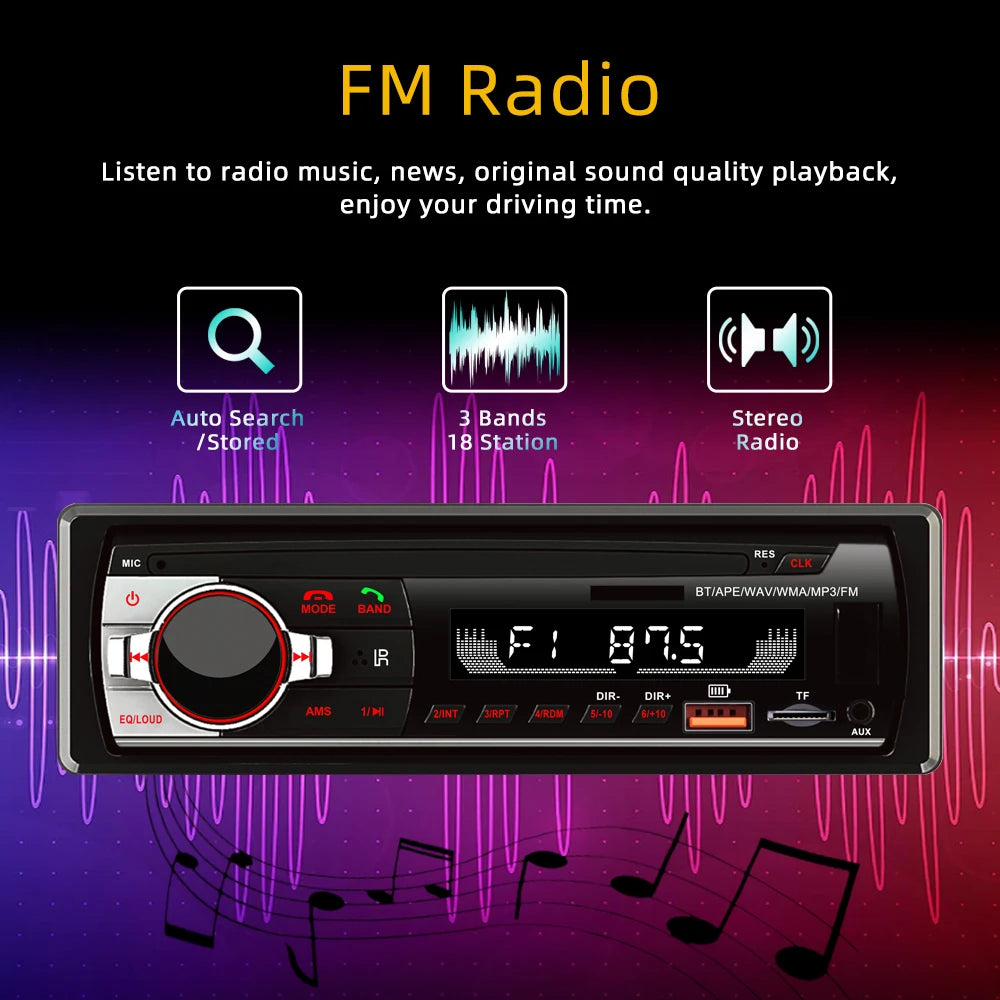 1D Bluetooth Radio Multimedia Player Car