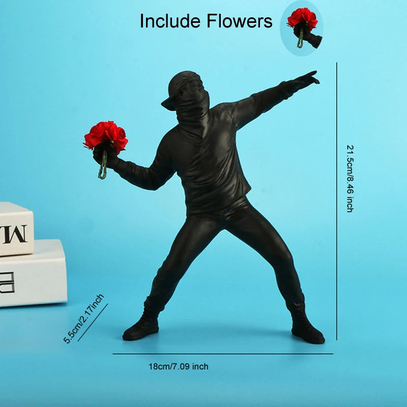 Resin Banksy Flower Thrower Sculptures Figurine