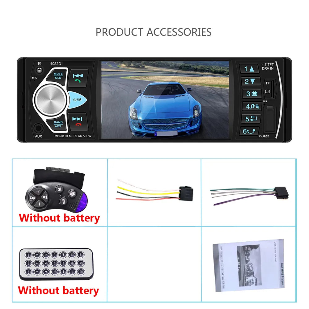 4.1-inch Bluetooth-supported rear view camera and car radio