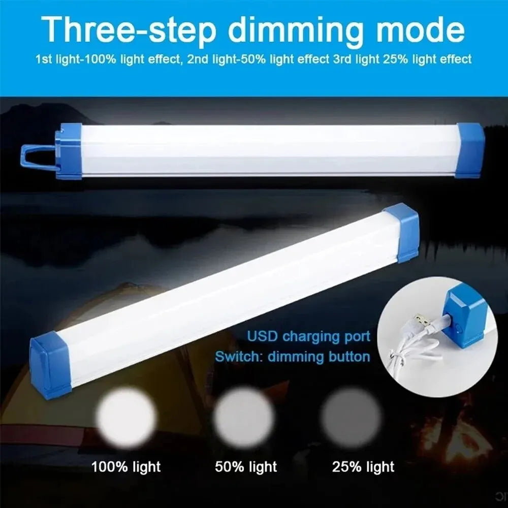 30CM LED Rechargeable Tube Camping Light Magnetic Suspension Portable Light Bulb for Emergency,Night Market,Outdoor Lighting