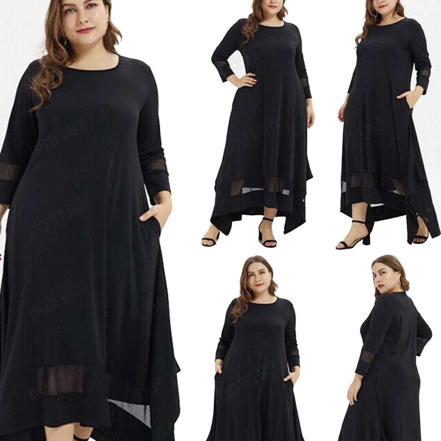 Plus Size Maxi Dress with O Neckline