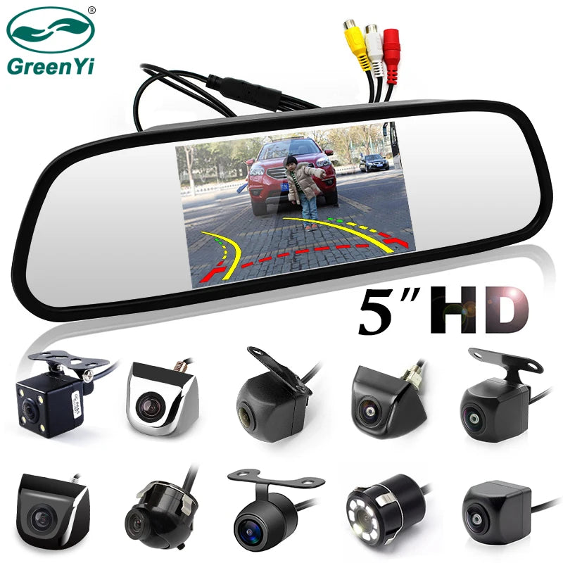 5 inch car rearview mirror with monitor