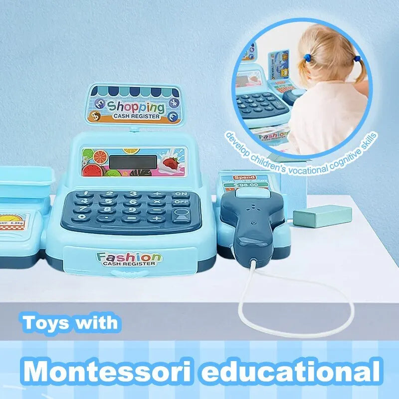 Simulation Shopping Cash House Toys Electronic Game Lighting And Sound Effects Supermarket Cashier Toys