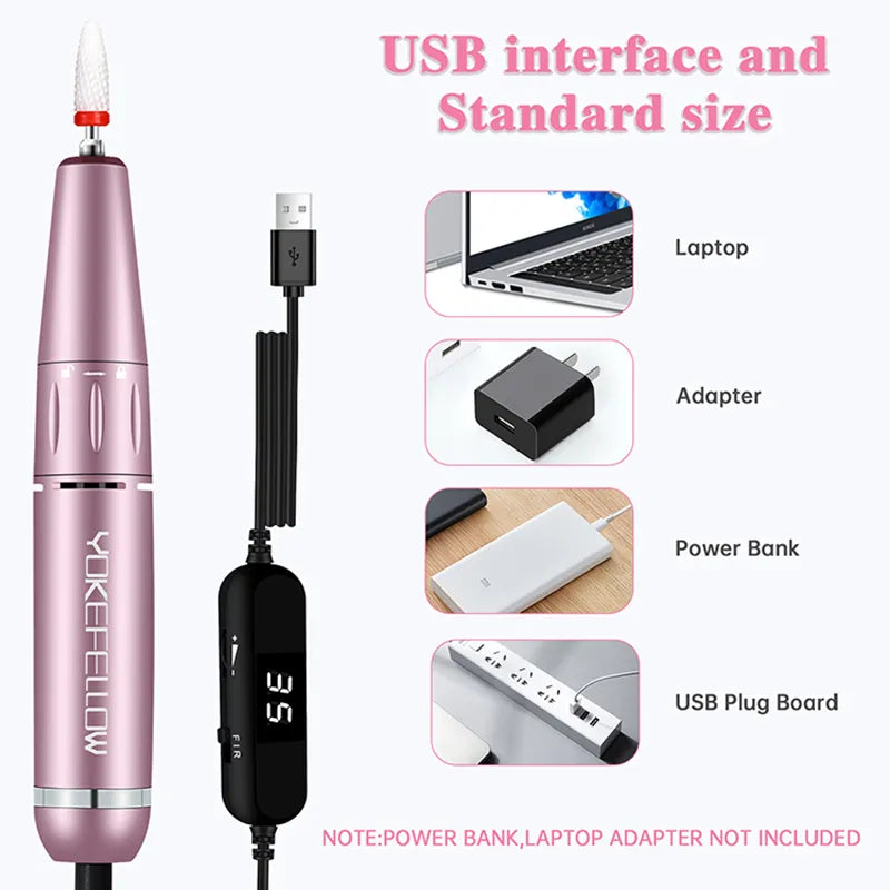 35000RPM USB Electric Nail Drill Machine For Acrylic Nail Gel Polish