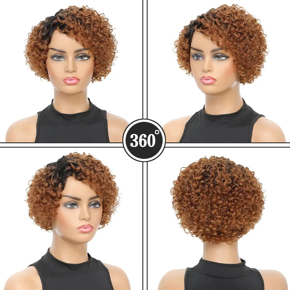 Short Kinky No Lace Front Human Hair Wig