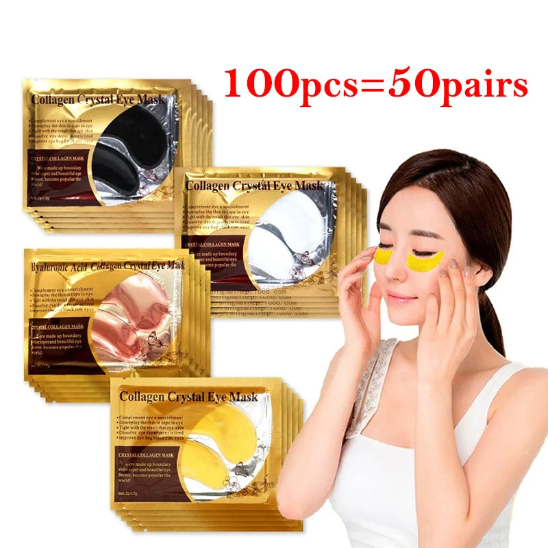 100Pcs=50Pairs Gold Collagen Crystal Eye Mask