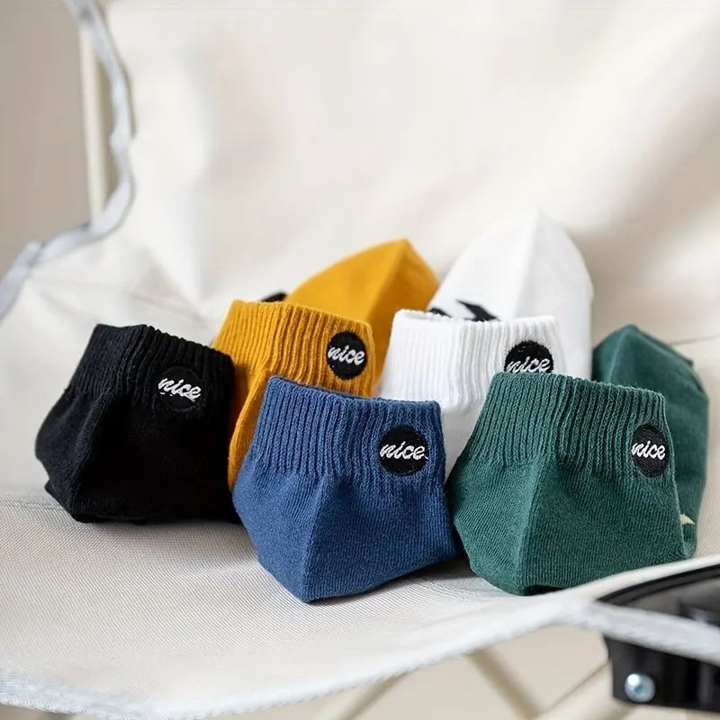 5 Pairs Of Men's Short Socks Four Season Sports Sweat-absorbent And Odor Resistant Boat Socks Thin Low-cut Socks