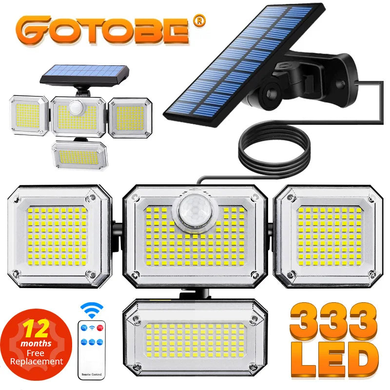 LED Solar Lights with Motion Sensor and Adjustable head