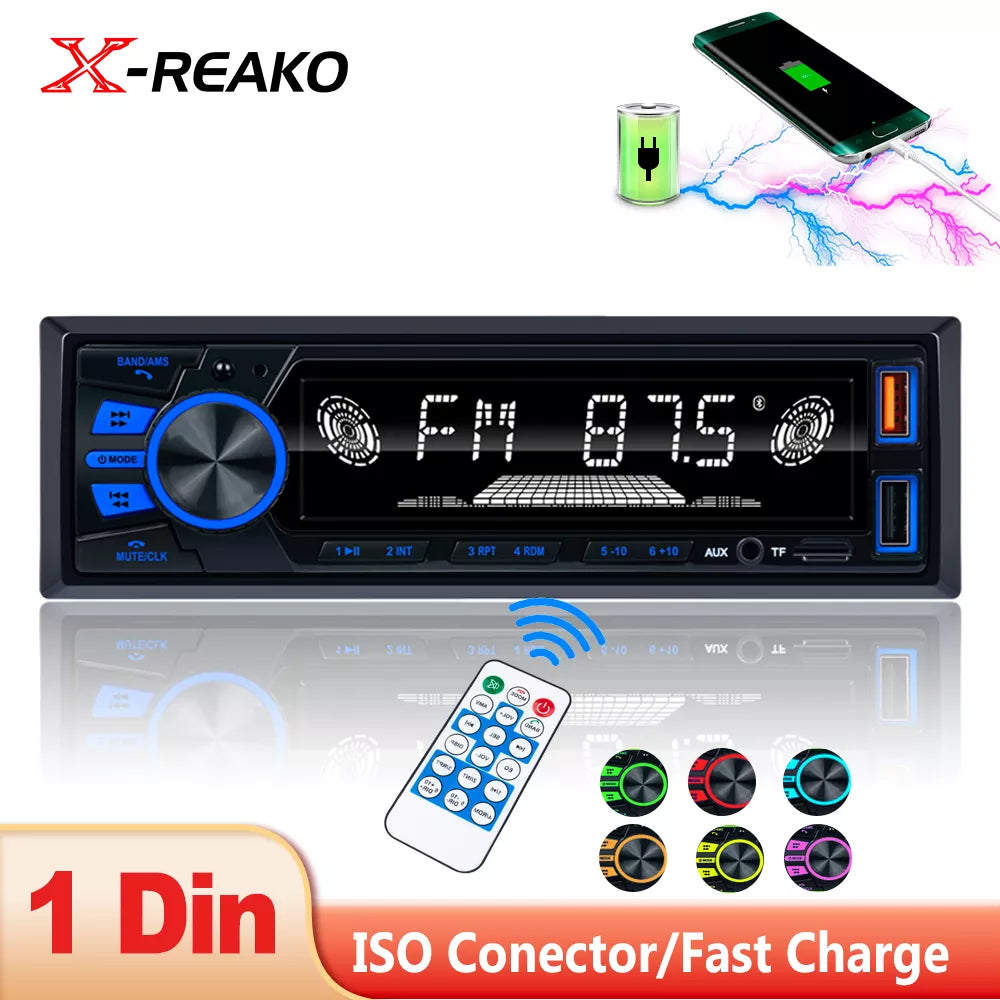 Car Radio MP3 Player FM Tuner with AUX Input USB Charging