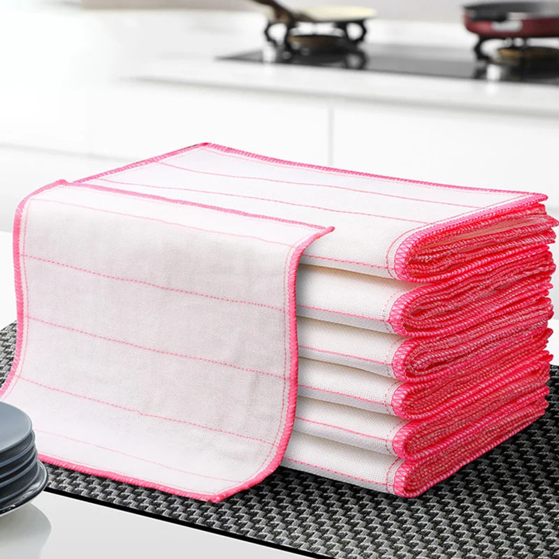 Anti-Oil Kitchen Towel 8 Layers Microfiber Kitchen Cleaning Cloth thicken Absorbent Scouring Pad Kitchen Daily Dish Towel 30cm