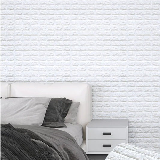 2 metre 3D Soft Foam Brick Wallpaper Sticker Roll DIY Self Adhesive Living Room Home Kitchen Bathroom Decorative Wall Paper