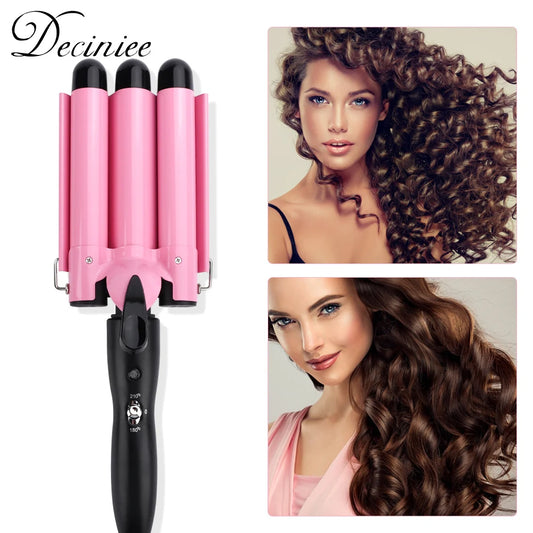 Adjustable 3 Barrel Curling Iron Wand