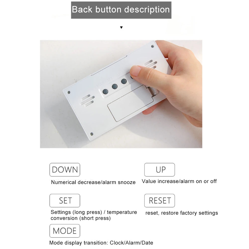 Multifunction Electronic Temperature Humidity Meter Weather Station for Home With Alarm Clock