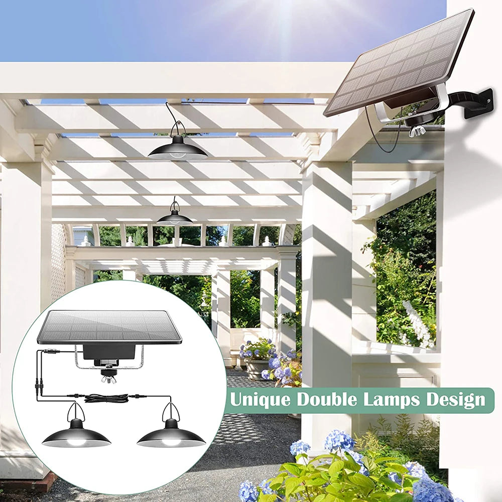 Waterproof Double Head Solar Pendant Light With Cable