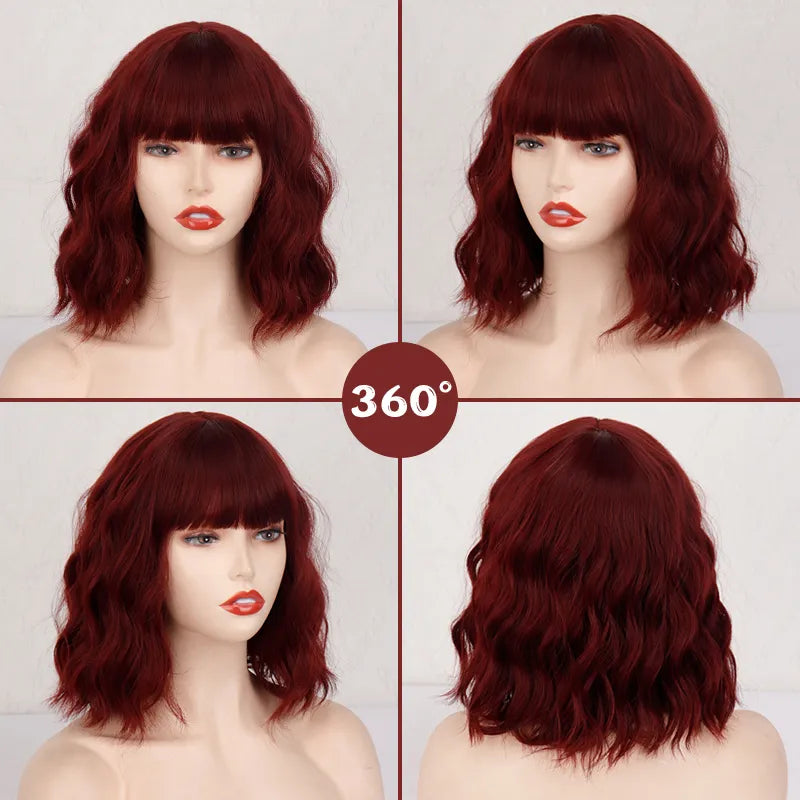 Short Bob Synthetic Wigs for Women with Heat Resistant Fiber