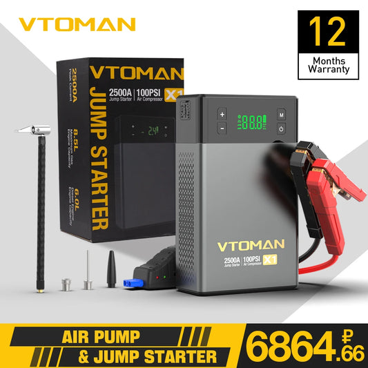 Car Jump Starter With 100PSI Air Compressor Power Bank