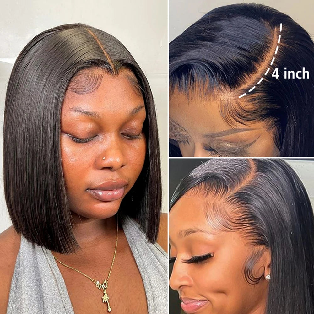 Short Straight Bob Lace Front Human Hair Wigs