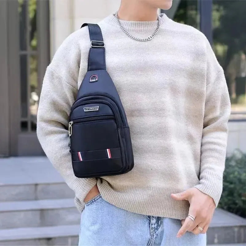 OutDoor Travel Fashion Mens CrossBorder Small Chest Polyester Shoulder Bag Trend Leisure.