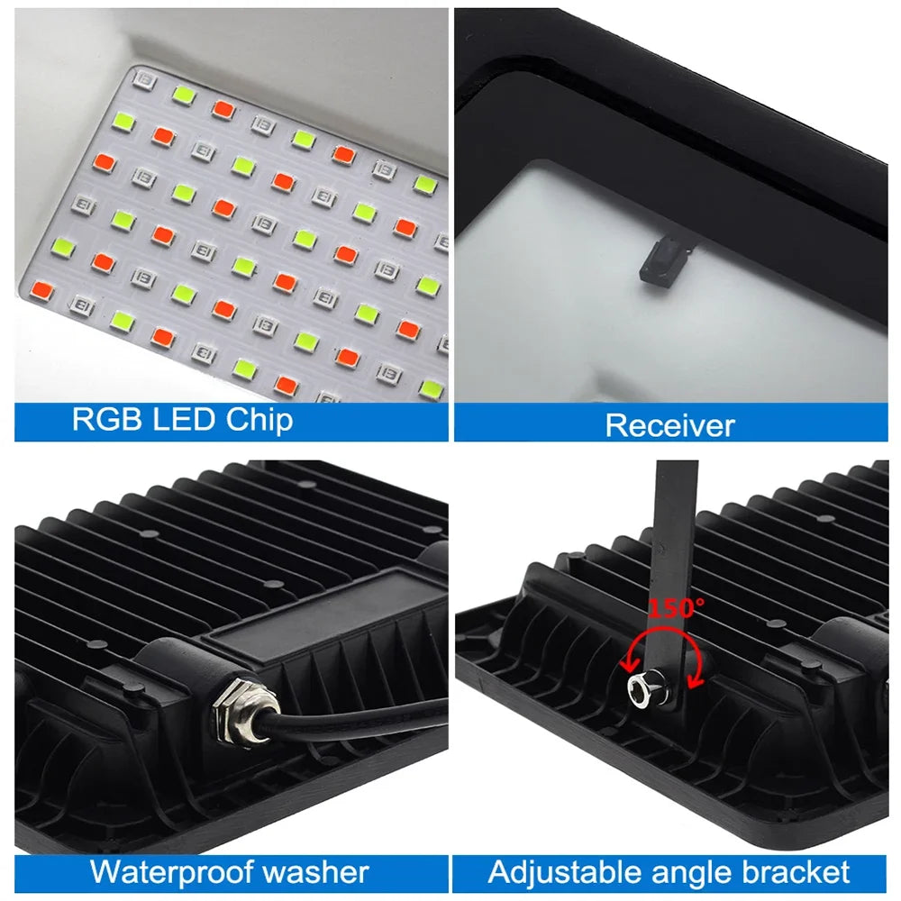 220V 50W-100W LED Flood Light With Color Remote Controller