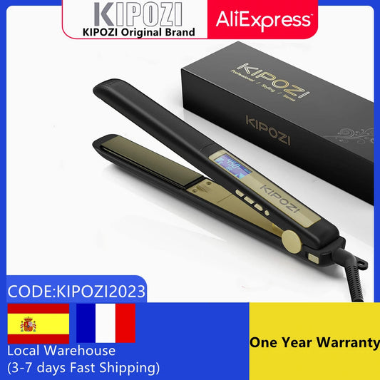 Titanium Professional Hair Straightener and Hair Curler with LCD Digital Display