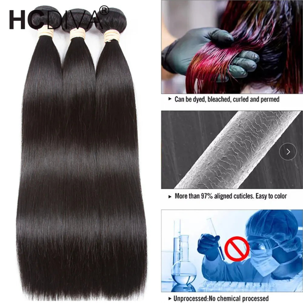 8-32 Inch 3/4 Pieces Brazilian Straight Hair Bundles