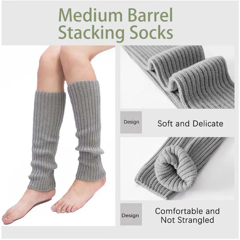 Women's Autumn Long Socks Knitted Foot Cover Leg Breathable Warmers Winter Protector Stocking Legging Non-Slip Home Ladies Socks