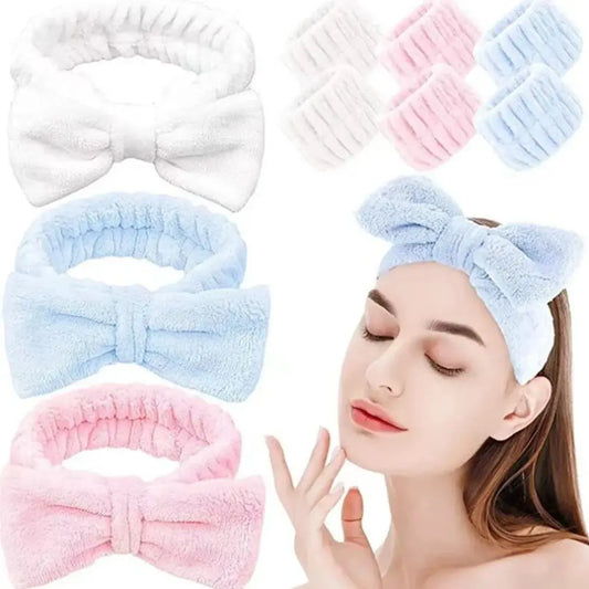 Cute Plush Wristband Hair Tie Makeup Mask Moisture Proof Sleeve Cover Hair Ring Headphone Women