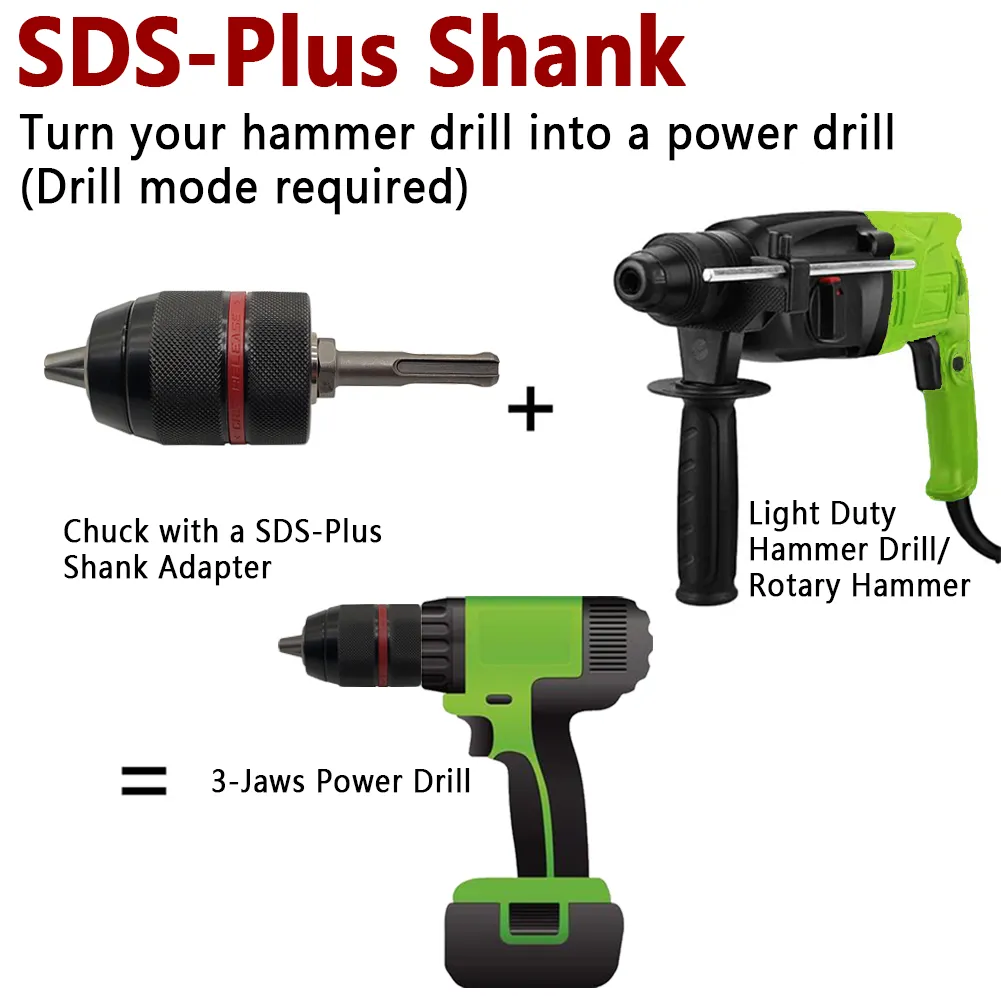 1/2-20UNF 13mm Keyless Drill Chuck Hex Shank Metal Heavy Duty