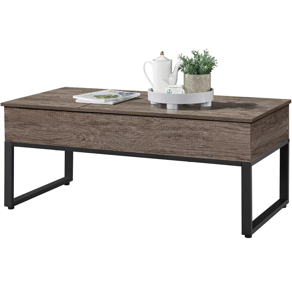 Lift Top Coffee Table with Hidden Storage Compartments, Wood, Medium Density Fiberboard, Steel
