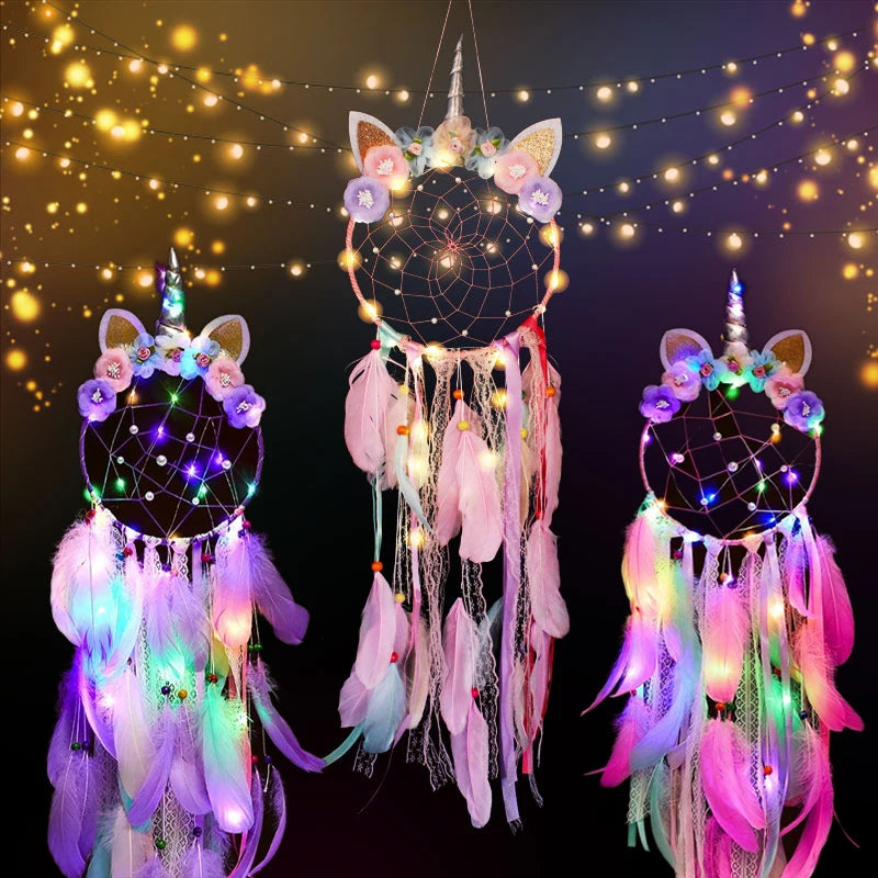 Boho Unicorn Dream Catcher  with LED lights