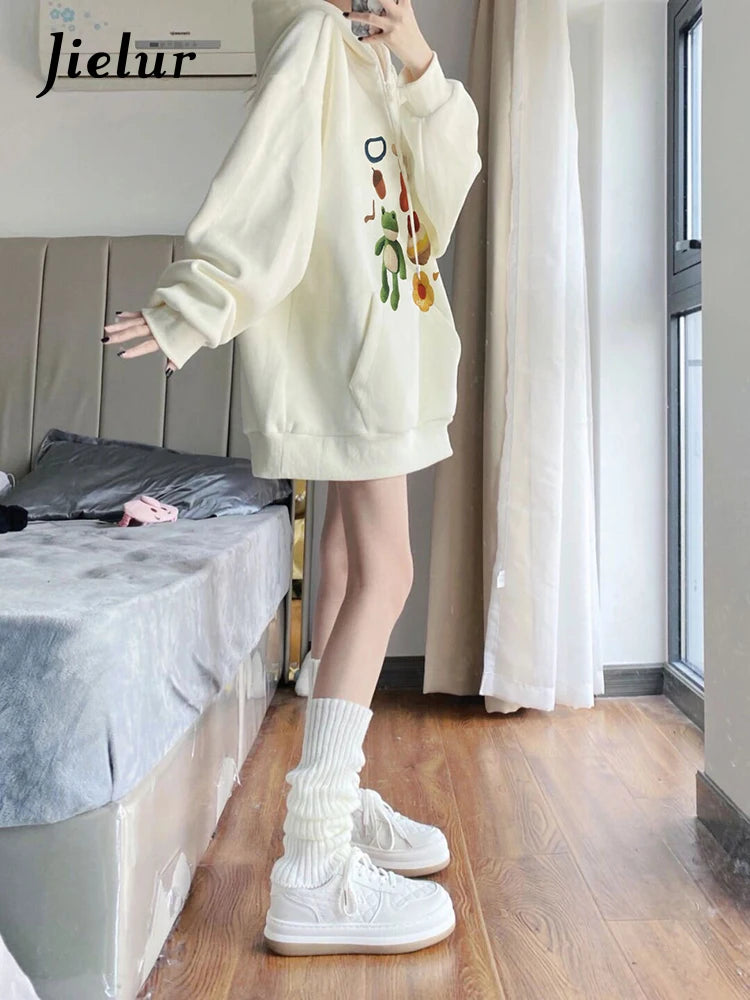 M-XXL Kawaii Cartoon Print Hooded Top