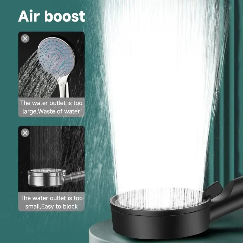 6 Modes Pressure Boost Shower Head Multifunction Adjustable Large Water Shower Nozzle Massage Bathroom Accessory