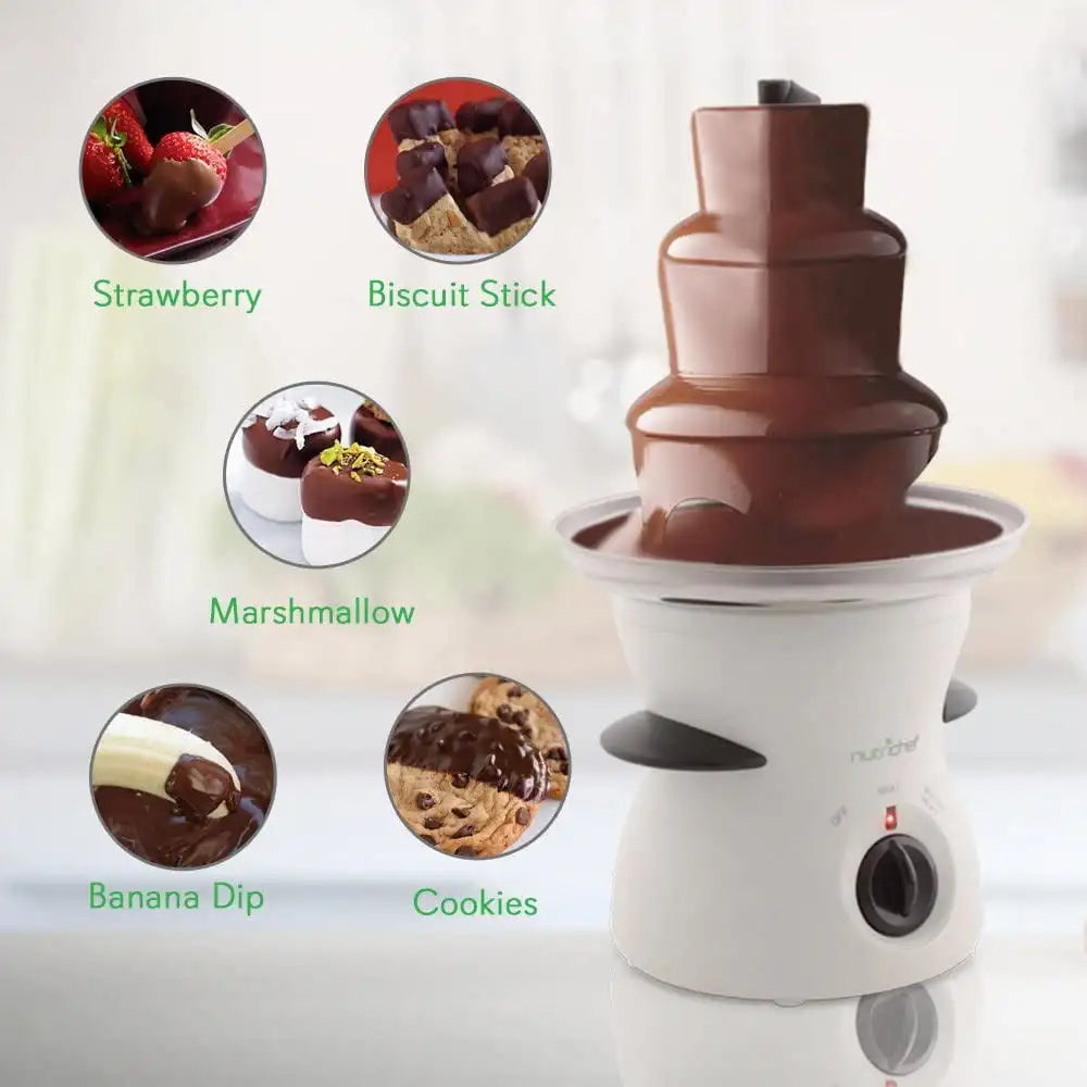 3-Tier Electric Chocolate Fountain Dipping Warmer Machine Compact Countertop Stainless Steel 16Oz Kitchen