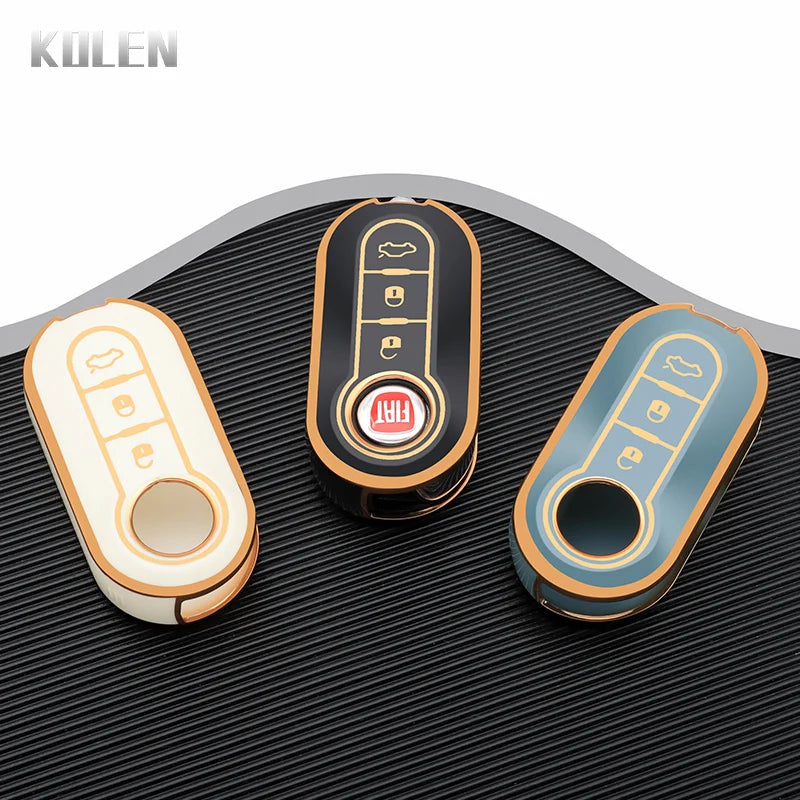 Folding Key Case Cover Shell For FIAT 500