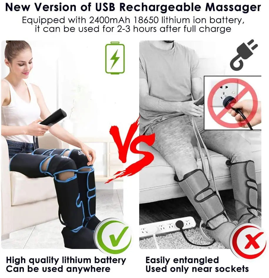 Leg-Massager Compression for Thigh, Calf, and Foot with Handheld Controller Knee-Heat