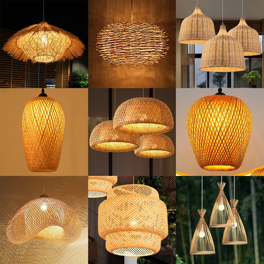 18/19/30cm Hand Knitted Bamboo Pendant Lamp
