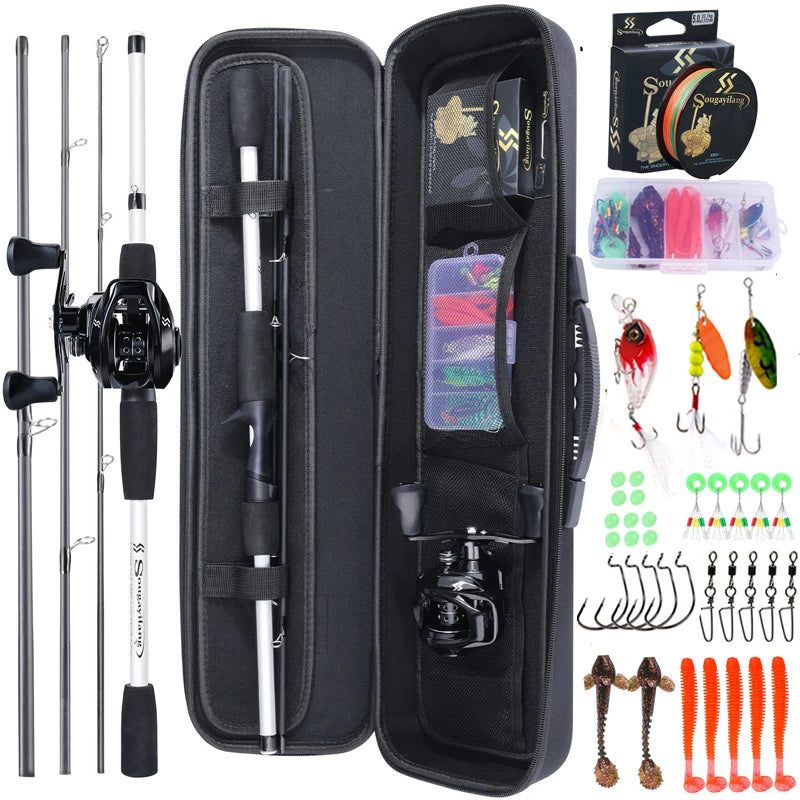 Portable 4 Sections 198CM Fishing Rod Reel Combo